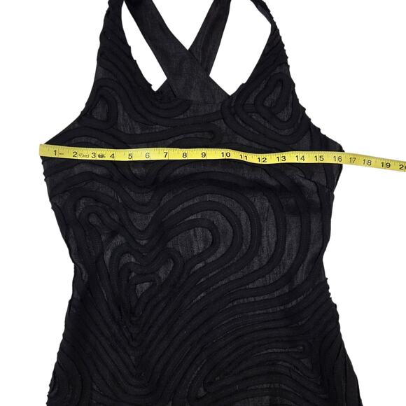 Samuel Dong Mini Dress Size Small Black Bodycon Fitted Embroidered Sleeveless - Picture 5 of 8